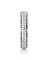 Luxury natural diamond wedding ring with distinctive textured detailing crafted in refined 18K white gold | SARATTI