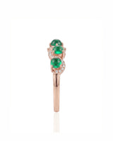 Luxury natural emerald and diamond wave band in 18K Rose Gold | SARATTI