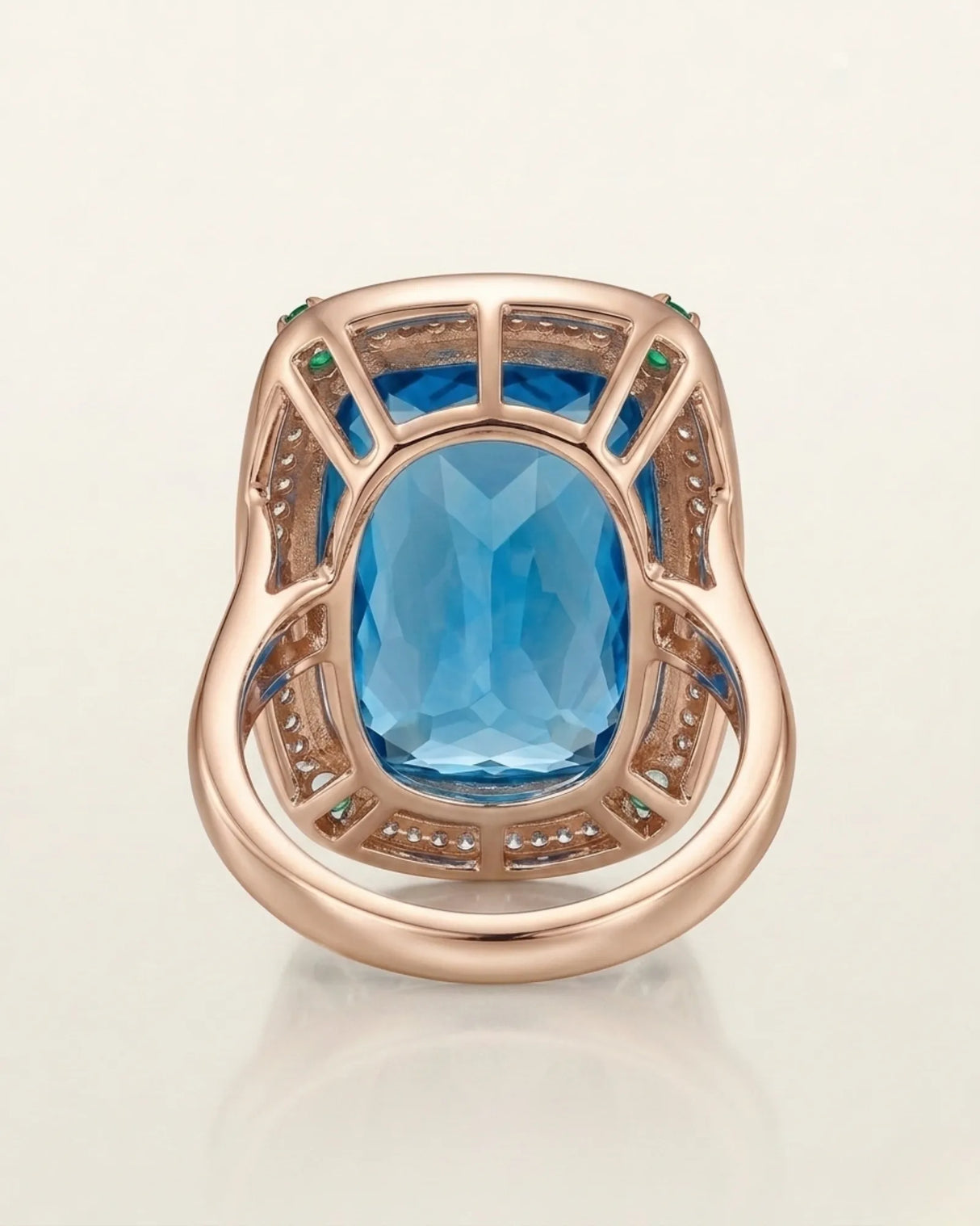 Luxury natural topaz and diamond statement ring with monumental proportions in 18K rose gold - SARATTI
