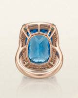 Luxury natural topaz and diamond statement ring with monumental proportions in 18K rose gold - SARATTI
