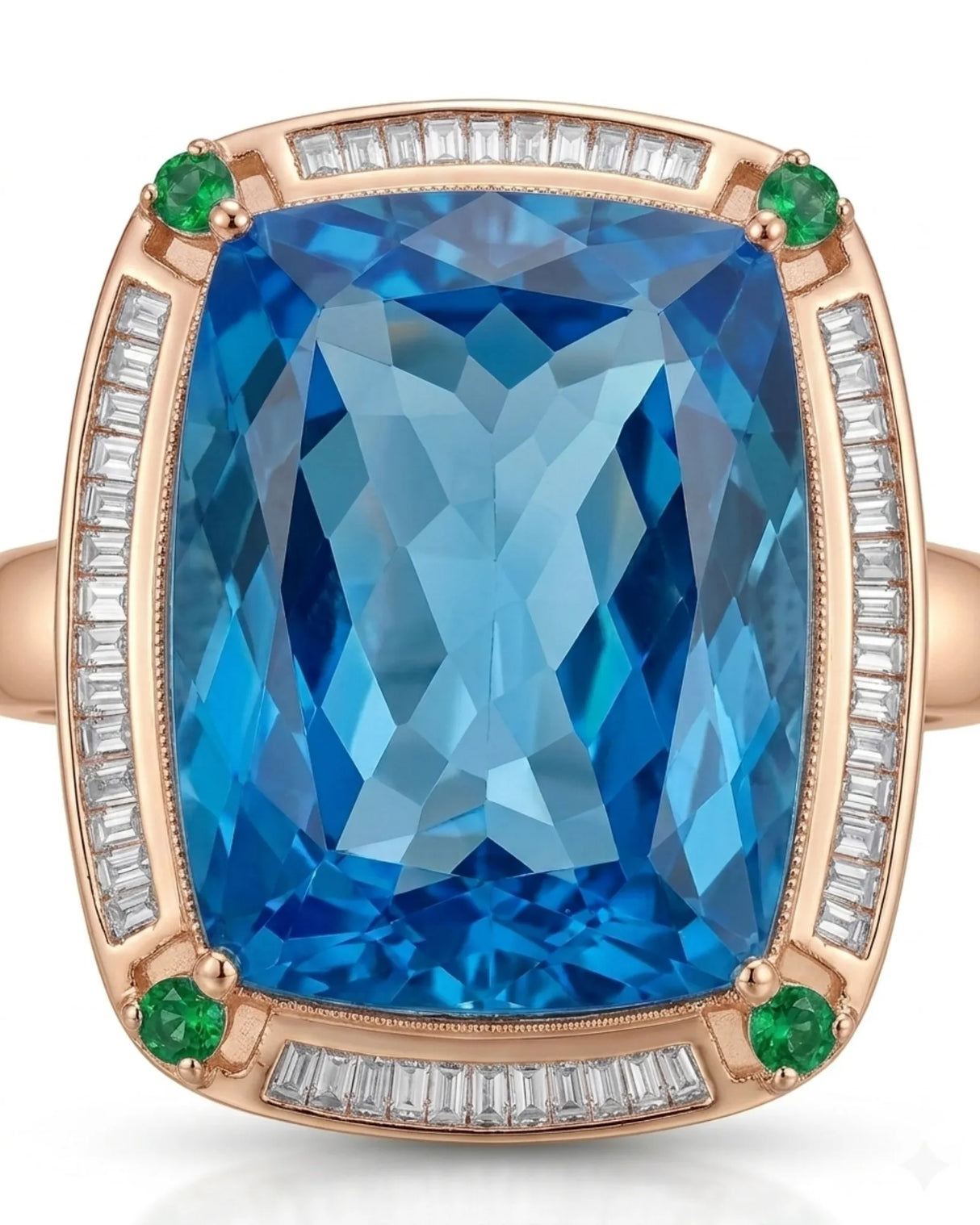 Luxury natural topaz and diamond statement ring with monumental proportions in 18K rose gold | SARATTI
