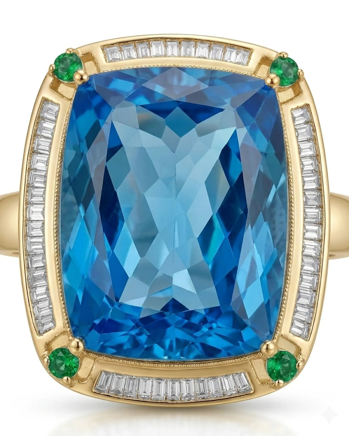 Luxury natural topaz and diamond statement ring with monumental proportions in 18K yellow gold | SARATTI