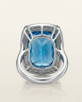 Luxury natural topaz and diamond statement ring with monumental proportions in platinum - SARATTI