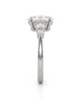 Luxury oval moissanite ring with graduated side stones and white gold setting - SARATTI