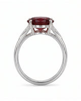Luxury oval red garnet ring with diamond accents in platinum -| SARATTI