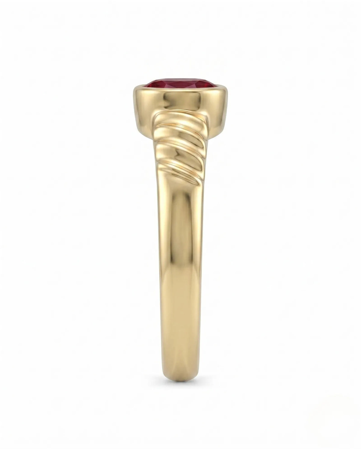 Luxury oval ruby ring in 18K yellow gold for refined modern gifting | SARATTI