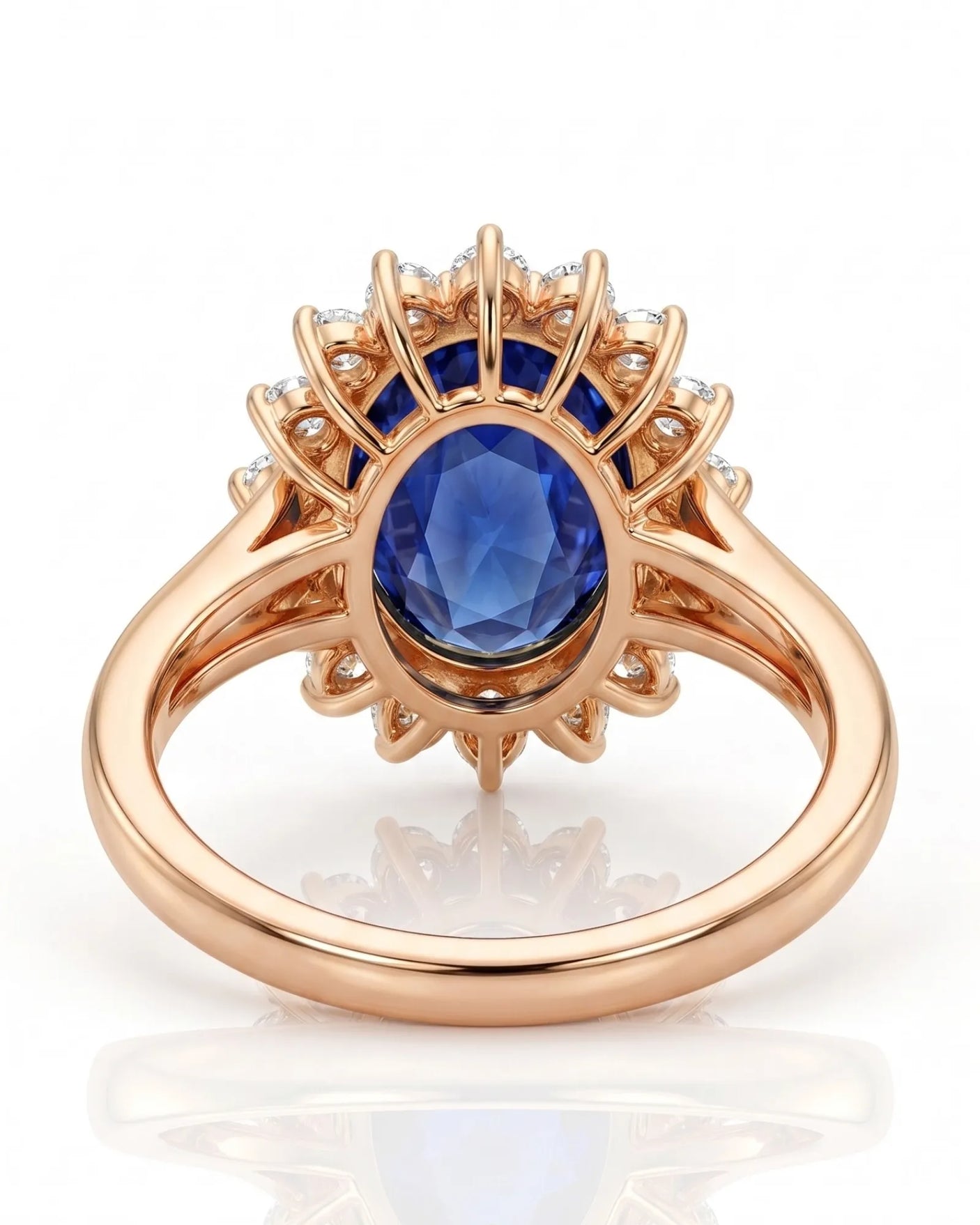 Luxury oval sapphire diamond promise ring crafted in refined 18K rose gold | SARATTI