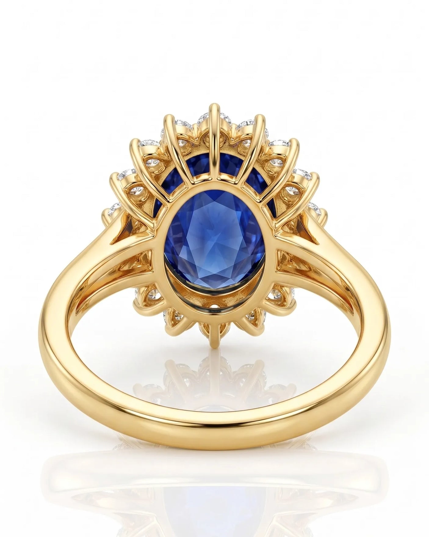 Luxury oval sapphire diamond promise ring crafted in rich 18K yellow gold | SARATTI