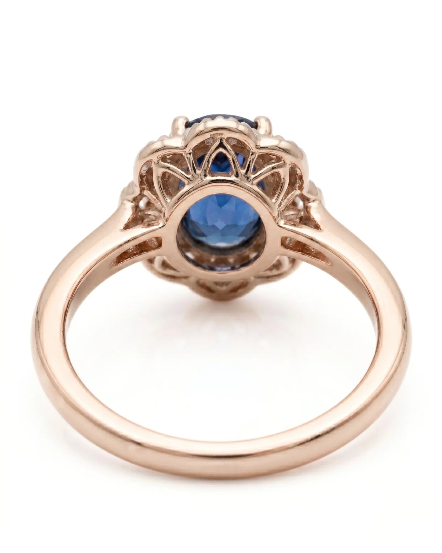 Luxury oval sapphire diamond ring crafted in refined 18K rose gold - SARATTI