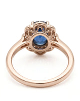 Luxury oval sapphire diamond ring crafted in refined 18K rose gold - SARATTI