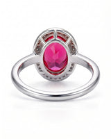 Luxury oval tourmaline and diamond halo ring in elegant 18K White Gold | SARATTI
