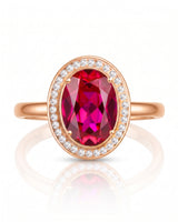 Luxury oval tourmaline and diamond halo ring in refined 18K Rose Gold - SARATTI