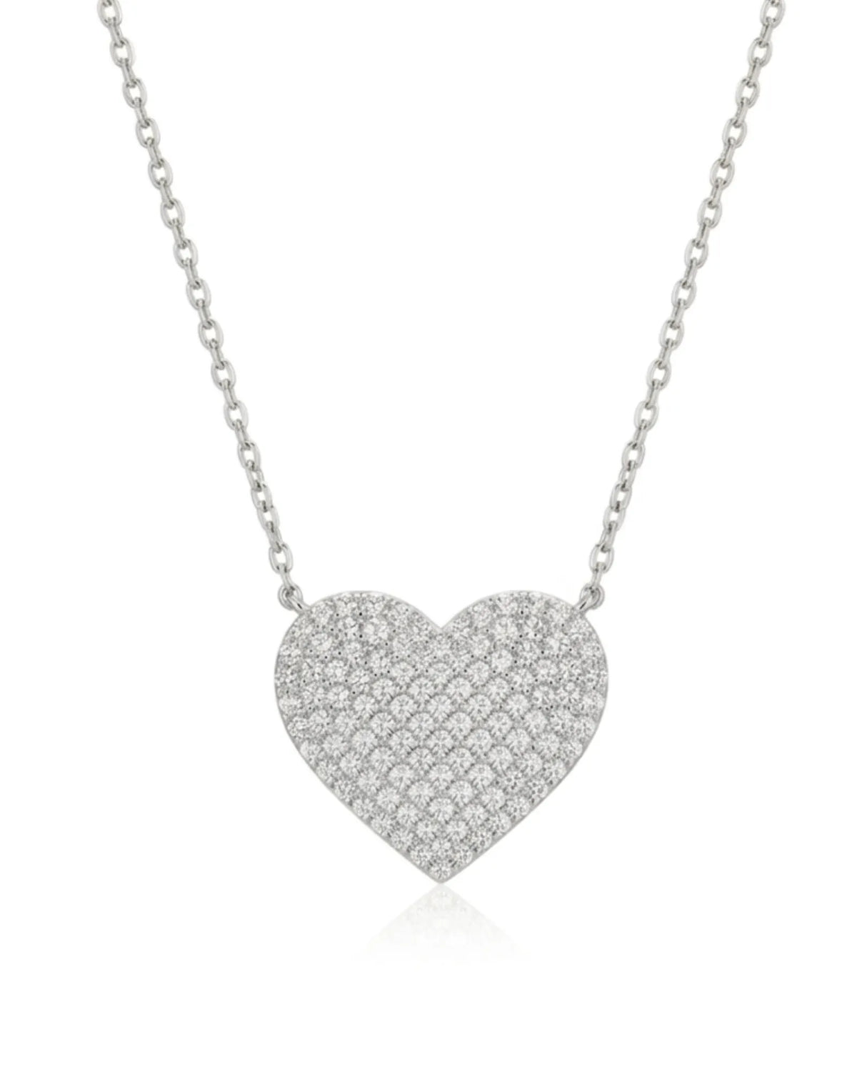 Luxury pavé diamond heart pendant necklace in 18K white gold | SARATTI