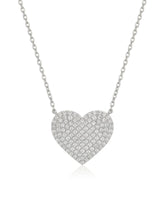 Luxury pavé diamond heart pendant necklace in 18K white gold | SARATTI