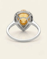 Luxury pear-shaped citrine and diamond statement ring handcrafted in luminous 18K white gold - SARATTI
