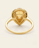 Luxury pear-shaped citrine and diamond statement ring handcrafted in warm 18K yellow gold - SARATTI