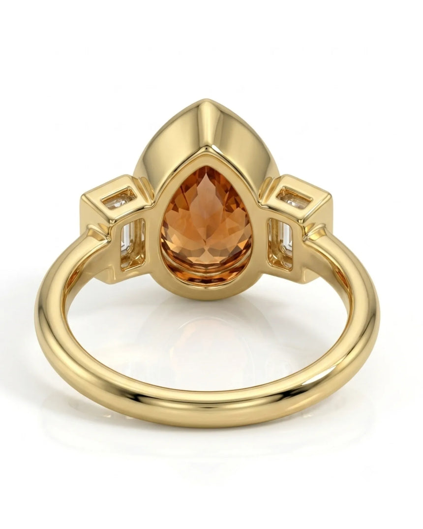 Luxury pear Natural Imperial Topaz setting-only design with diamond sides | SARATTI