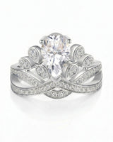 Luxury pear moissanite engagement ring with imperial detailing and enduring platinum craftsmanship | SARATTI