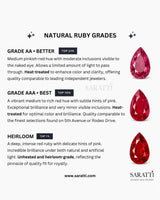 Luxury pear shaped ruby ring with diamonds in elegant platinum craftsmanship - SARATTI
