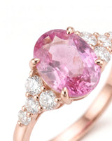 Luxury pink sapphire diamond ring with soft rose gold design in 18K rose gold - SARATTI