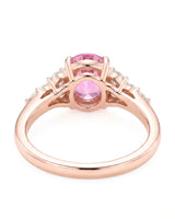 Luxury pink sapphire diamond ring with soft rose gold design in 18K rose gold | SARATTI