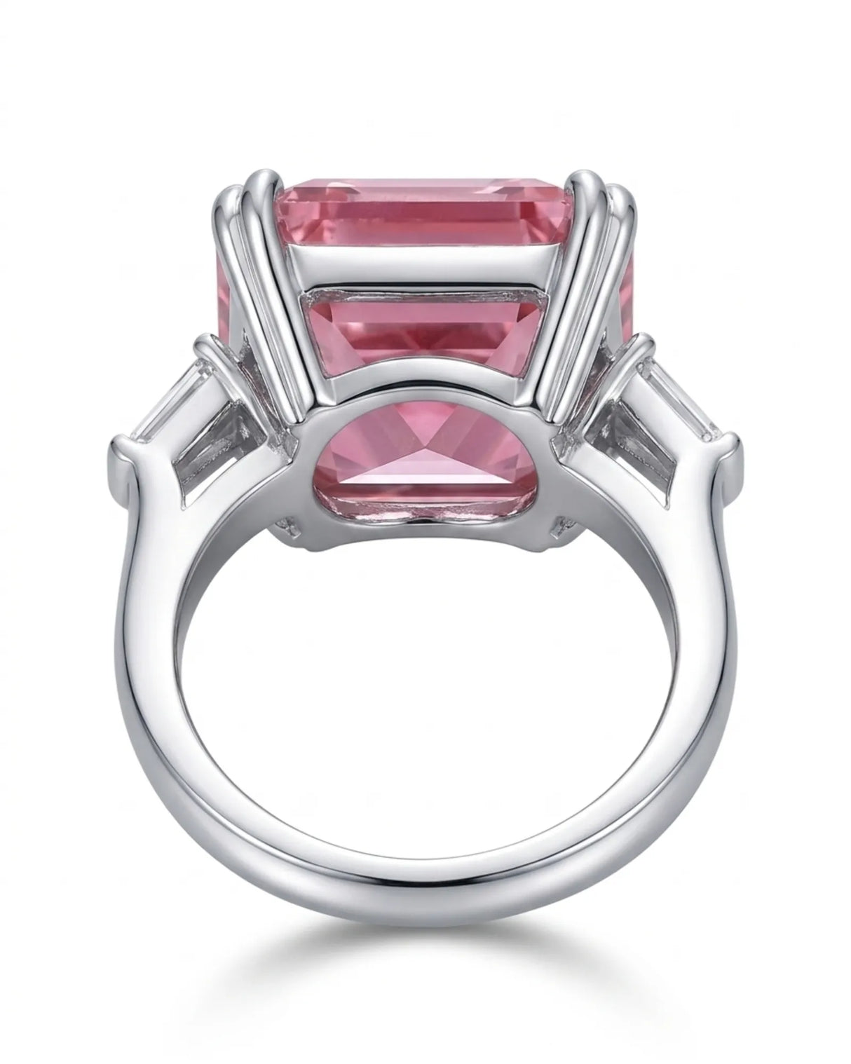 Luxury pink tourmaline and diamond ring in platinum with modern geometric design | SARATTI
