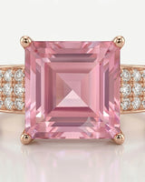 Luxury pink tourmaline and diamond ring in rose gold with modern geometric design -- SARATTI