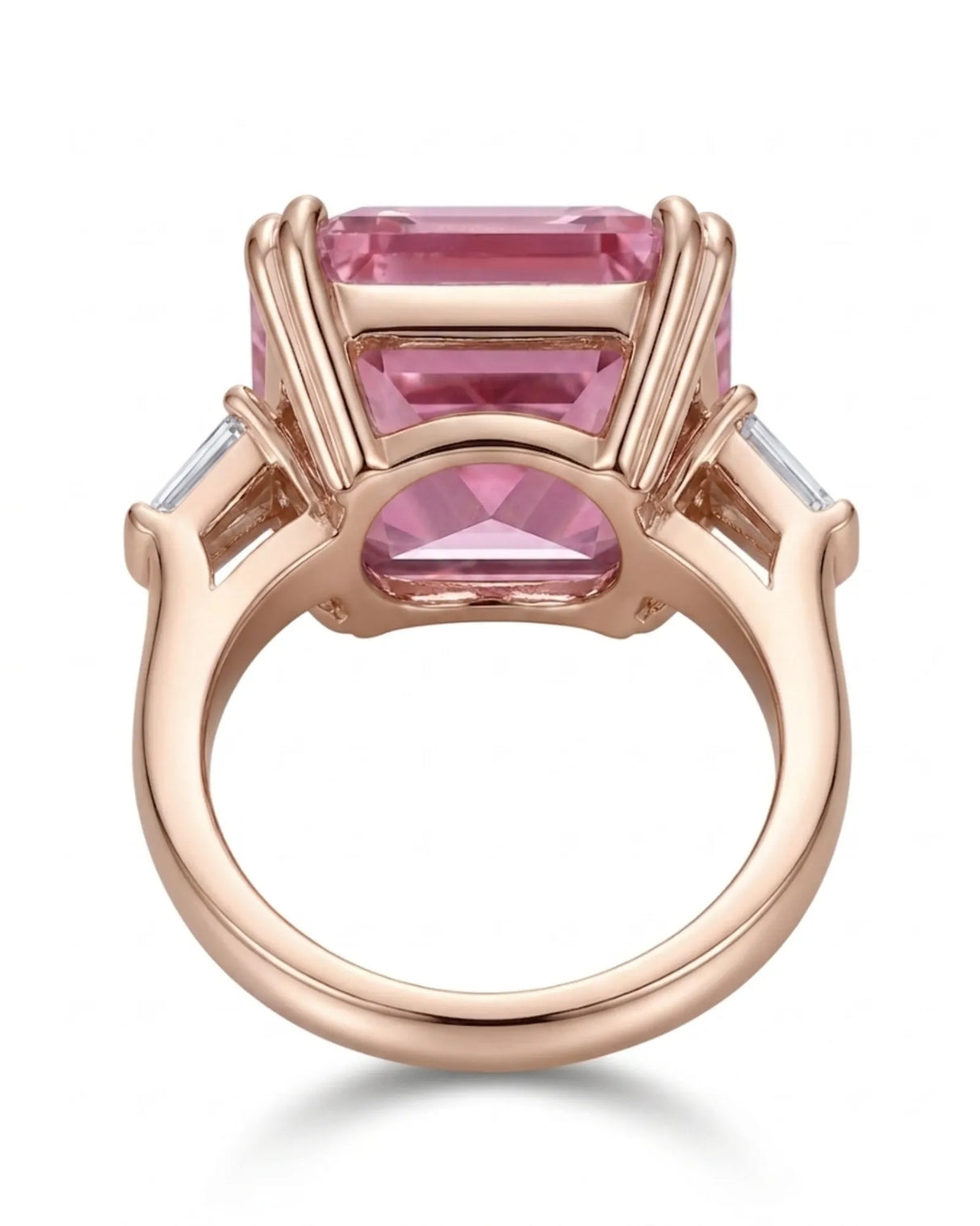 Luxury pink tourmaline and diamond ring in rose gold with modern geometric design - SARATTI