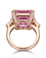 Luxury pink tourmaline and diamond ring in rose gold with modern geometric design - SARATTI