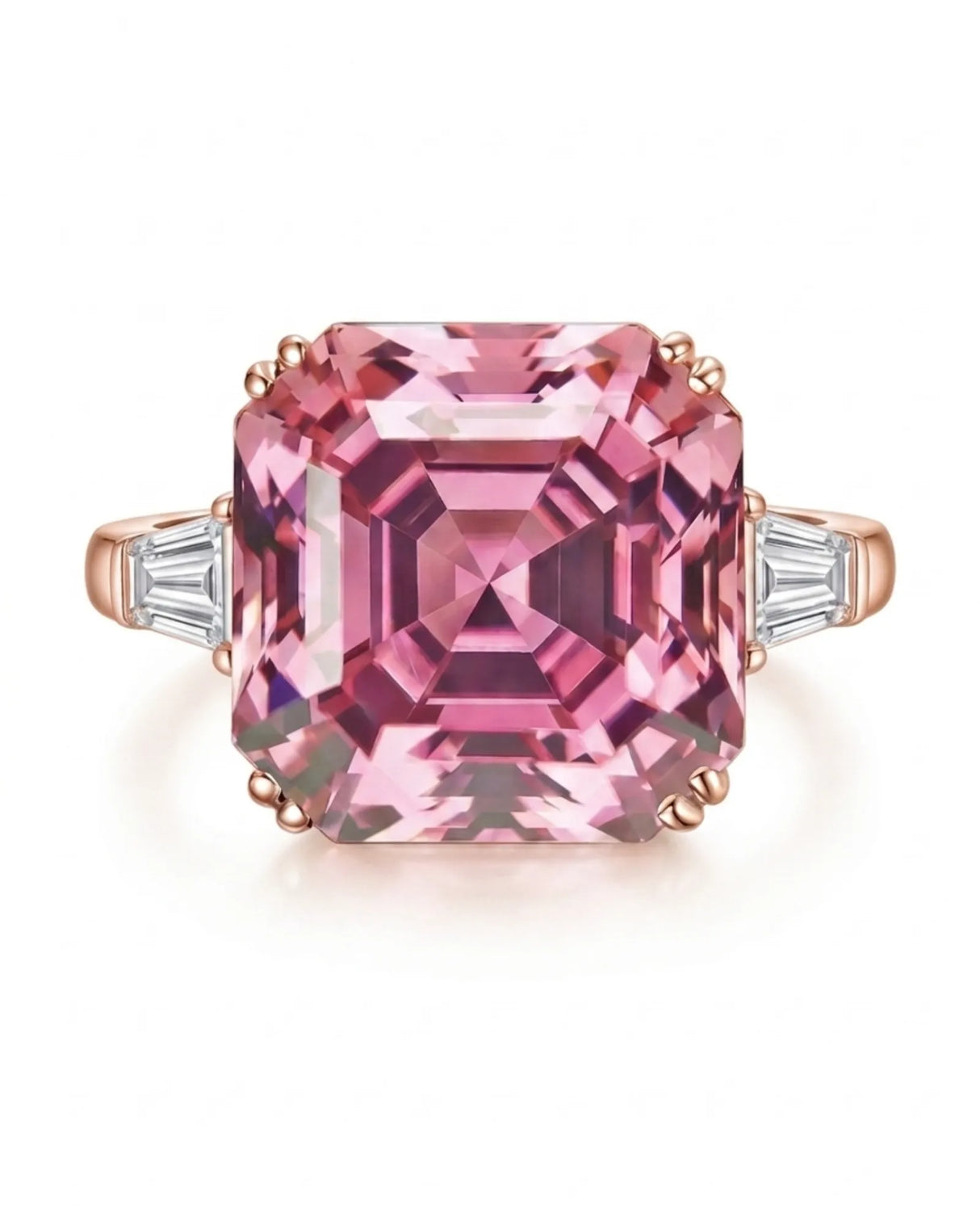 Luxury pink tourmaline and diamond ring in rose gold with modern geometric design | SARATTI
