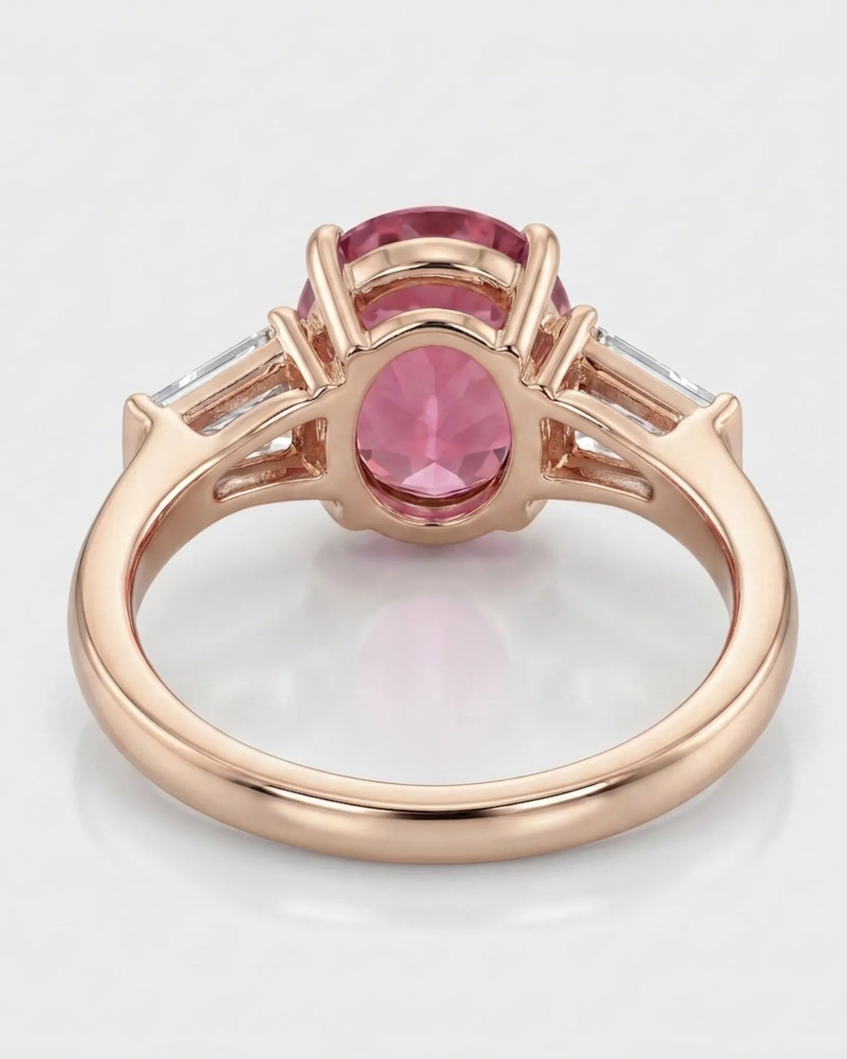 Luxury pink tourmaline and diamond ring in rose gold with refined three-stone design - SARATTI