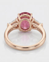 Luxury pink tourmaline and diamond ring in rose gold with refined three-stone design - SARATTI