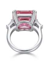Luxury pink tourmaline and diamond ring in white gold with modern geometric design - SARATTI