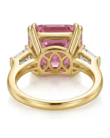 Luxury pink tourmaline and diamond ring in yellow gold with modern geometric design - SARATTI