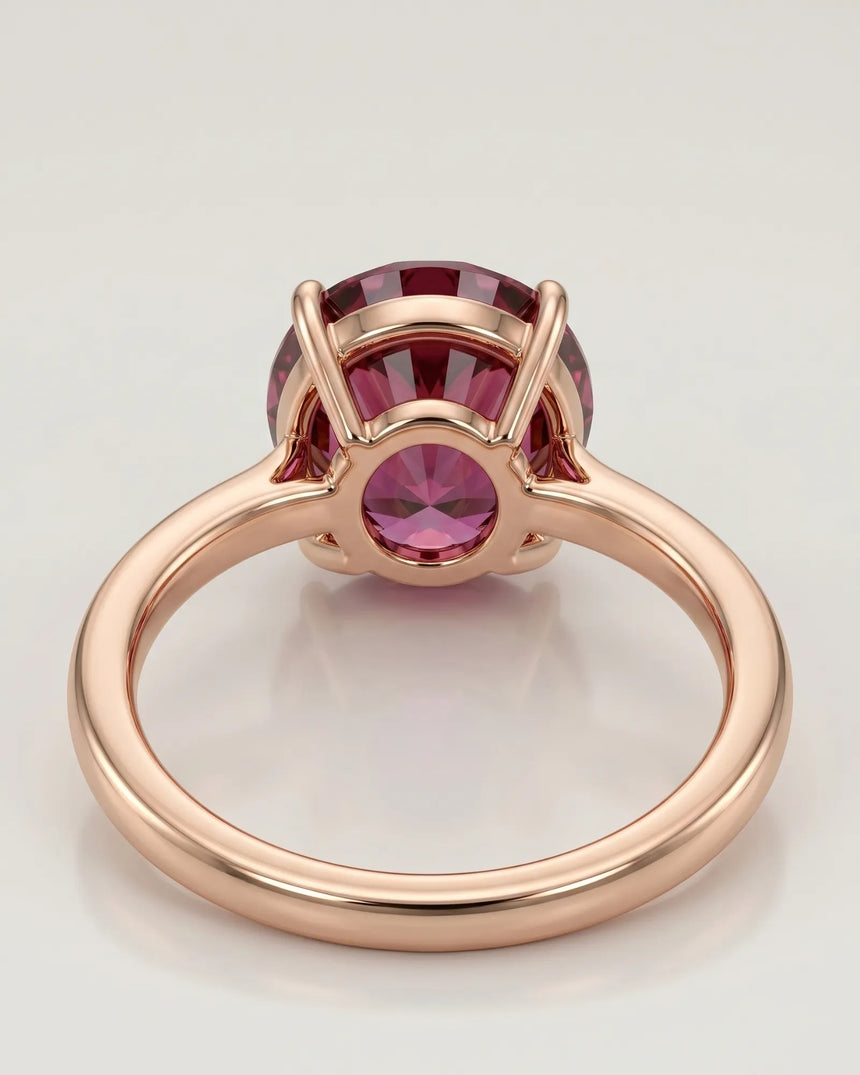 Luxury pink tourmaline ring with oval center stone in 18K rose gold - SARATTI