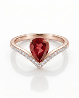 Luxury pink tourmaline ring with teardrop center stone in 18K rose gold - SARATTI