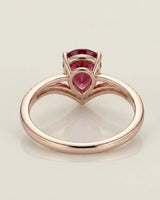 Luxury pink tourmaline ring with teardrop center stone in 18K rose gold | SARATTI