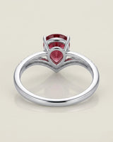 Luxury pink tourmaline ring with teardrop center stone in 18K white gold | SARATTI