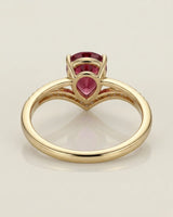 Luxury pink tourmaline ring with teardrop center stone in 18K yellow gold - SARATTI