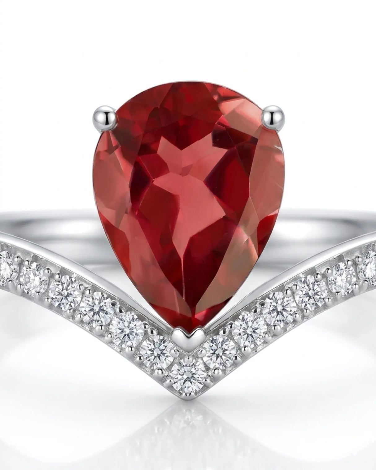 Luxury pink tourmaline ring with teardrop center stone in platinum | SARATTI