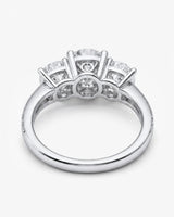 Luxury platinum moissanite split-shank ring with crisp brilliance and refined architectural detailing | SARATTI.