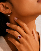 Luxury platinum tourmaline and diamond ring with romantic halo design and refined presence - SARATTI
