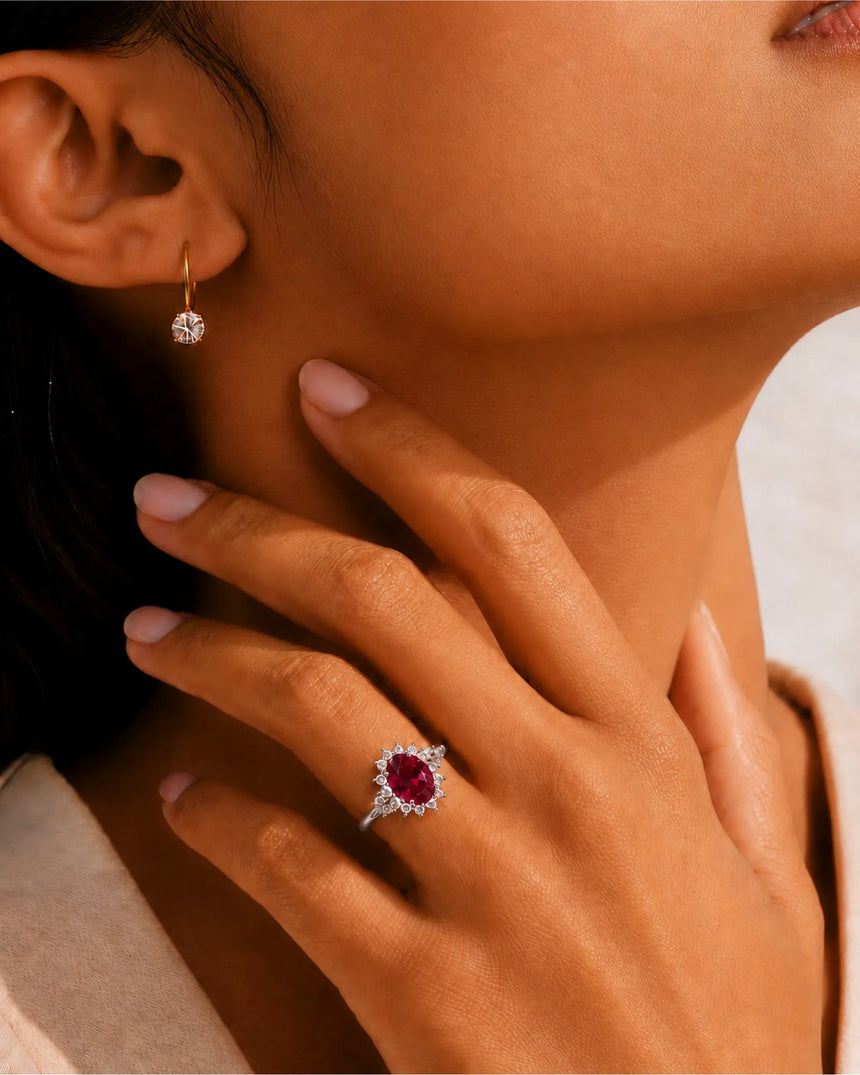 Luxury platinum tourmaline and diamond ring with romantic halo design and refined presence - SARATTI