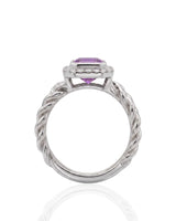 Luxury purple sapphire ring with braided band in 18K White Gold | SARATTI