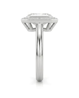 Luxury radiant cut moissanite engagement ring in platinum | SARATTI