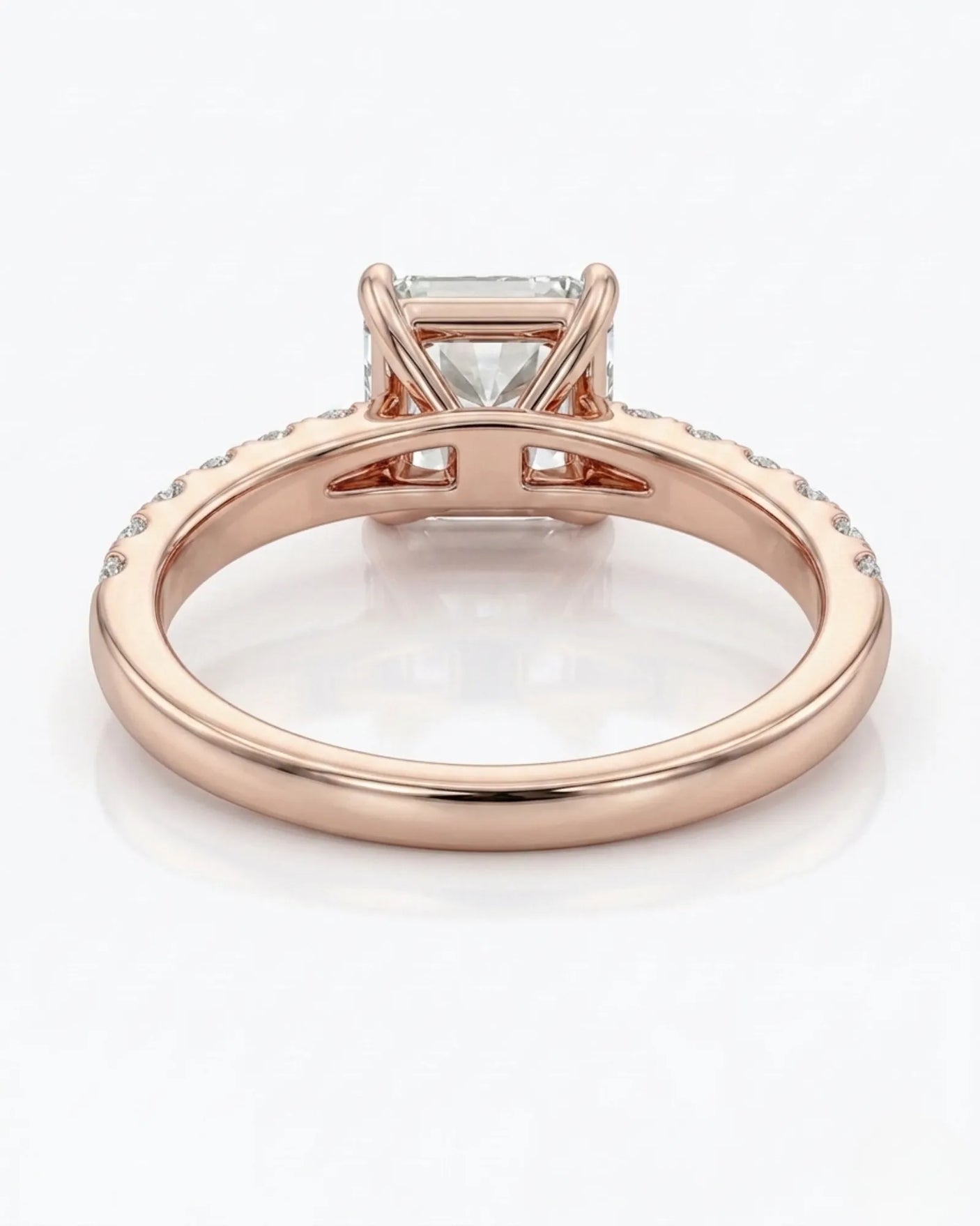 Luxury radiant moissanite pavé ring in rose gold for elegant buyers | SARATTI