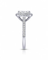 Luxury radiant moissanite pavé ring with low-profile white gold setting | SARATTI.