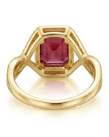 Luxury red-pink garnet and diamond ring in polished 18K yellow gold - SARATTI