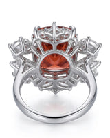 Luxury red tourmaline and diamond ring in white gold with high-jewelry floral design | SARATTI