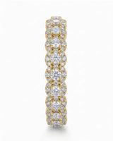 Luxury round diamond eternity ring with clustered brilliance and refined yellow gold finish | SARATTI